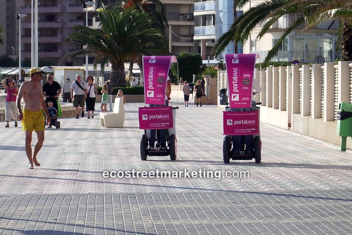 Segway con publicidad sampling verano costa